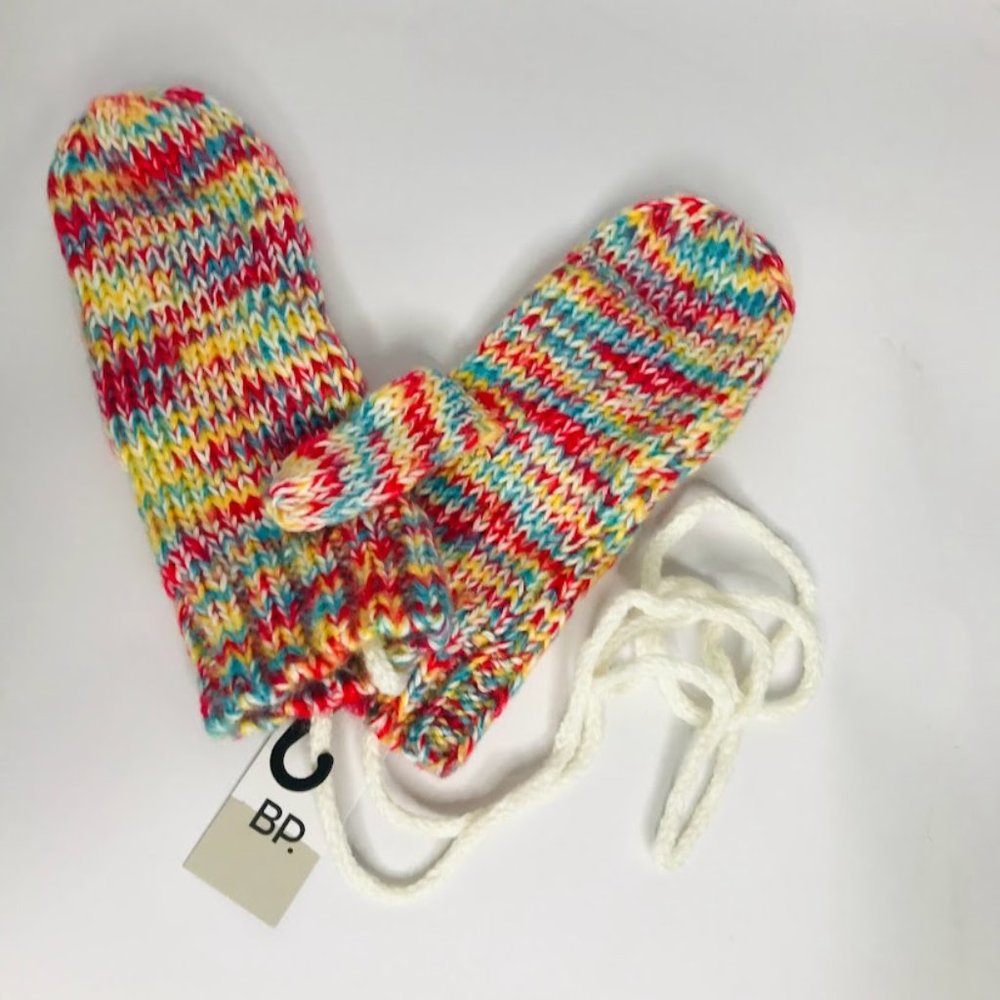 BP Nordstrom One Size Mittens Black and Pink Multi